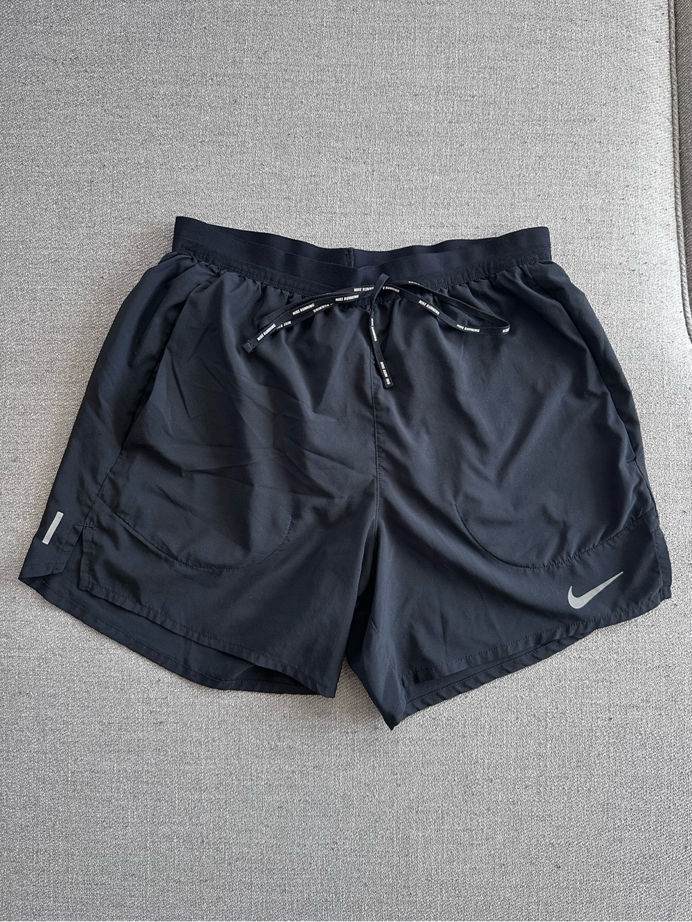 Nike Black Athletic Running Shorts with Reflective Swoosh Small